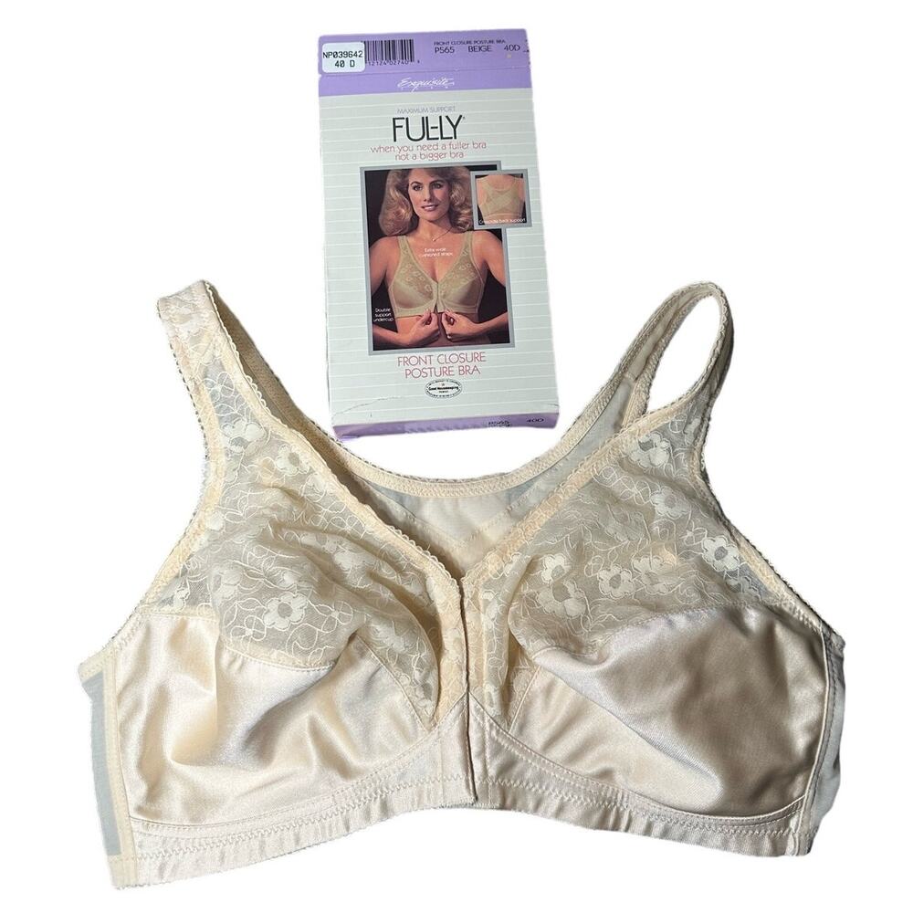 NIB Vintage Exquisite Form Ful-ly P565 Front Closure Posture Beige Bra S…